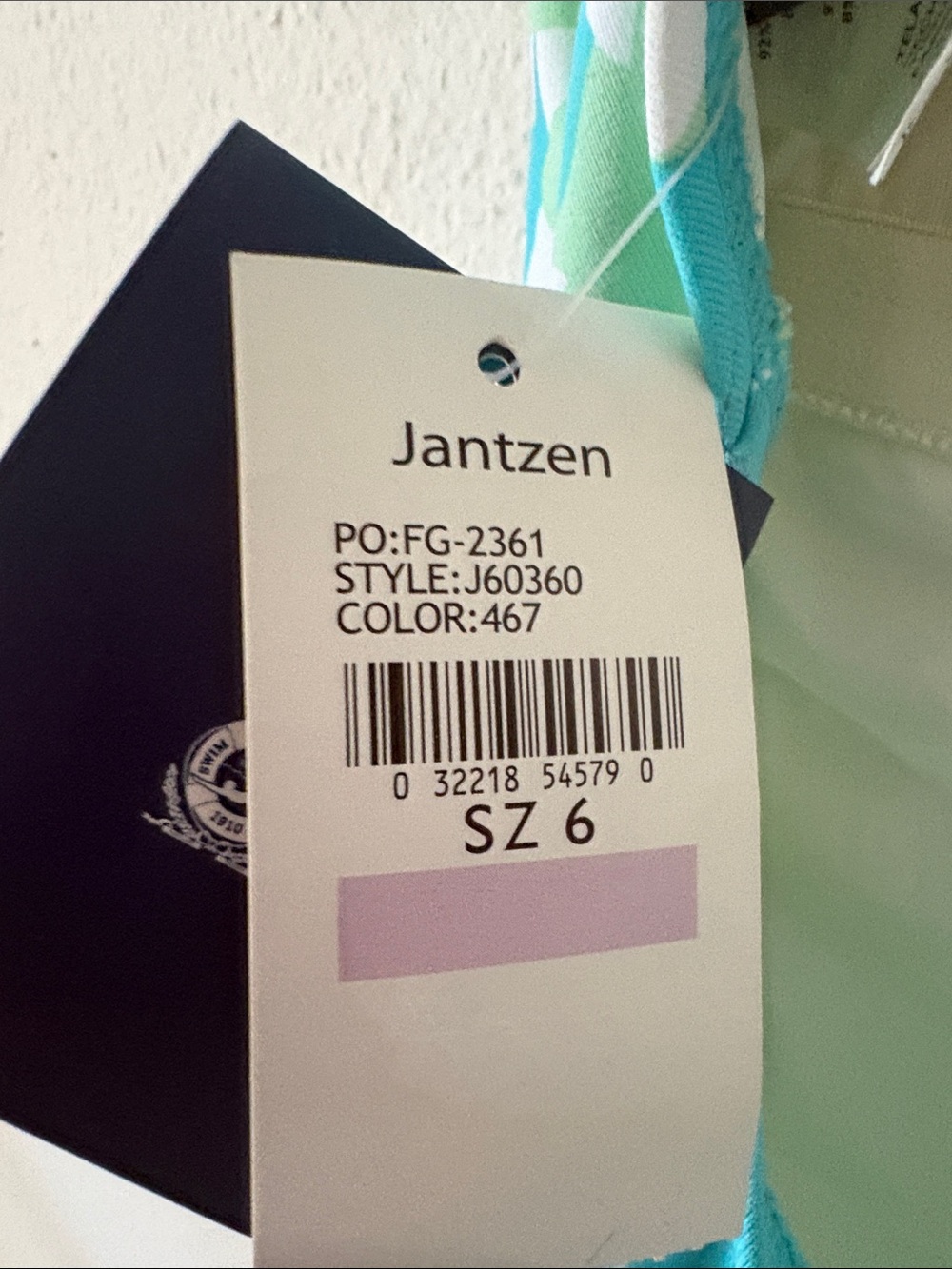 Jantzen Aqua and Light Green Floral One-Piece Swimsuit - Picture 10 of 10